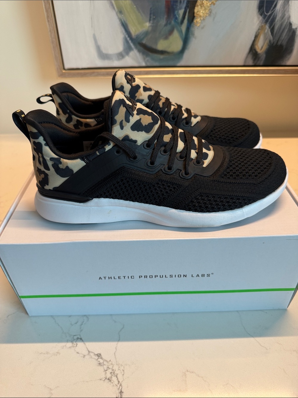 APL Women’s Black Sneakers with Camouflage Accents Leopard